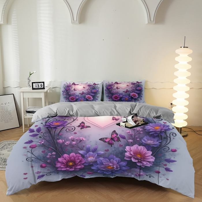 91家纺网 家纺一手货源 找家纺 （总）合纵跨境工厂 2025新款一件定制跨境磨毛单被套被套三件套希音集采亚马逊速卖通24小时内发货-花卉主题三被套三件套