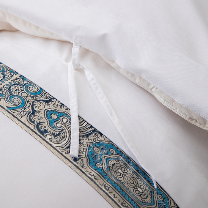 91家纺网 家纺一手货源 找家纺 锦兴酒店布草 2025新款高支高密民宿酒店织带款四件套 花川