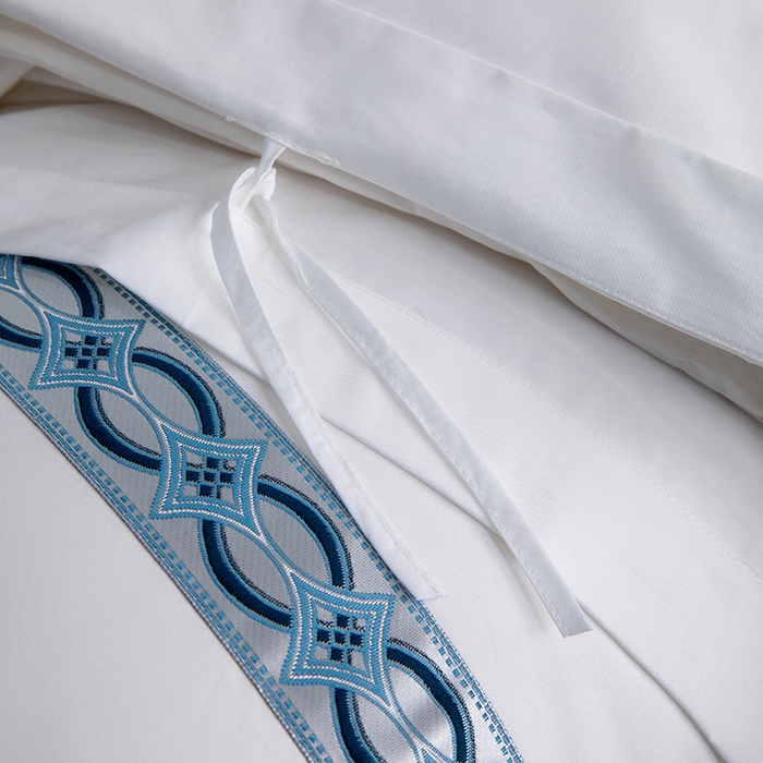 91家纺网 家纺一手货源 找家纺 锦兴酒店布草 2025新款高支高密民宿酒店织带款四件套 兴隆