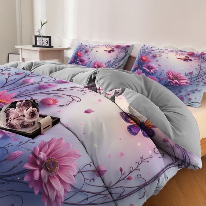 91家纺网 家纺一手货源 找家纺 合纵跨境工厂 2025新款一件定制跨境磨毛单被套被套三件套希音集采亚马逊速卖通24小时内发货-花卉主题三被套三件套 1XAH58293001
