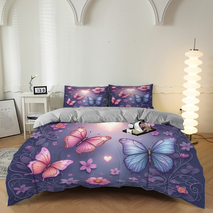 合纵跨境工厂 2025新款一件定制跨境磨毛单被套被套三件套希音集采亚马逊速卖通24小时内发货-花卉主题三被套三件套 1XAH58293002