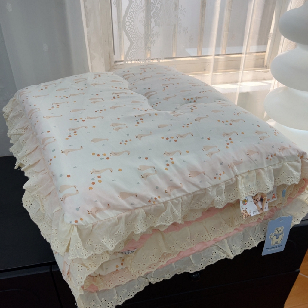 暖居 2025新款纯棉花边款春秋豆豆被四季通用 开心鸭