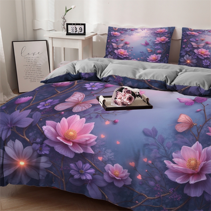 91家纺网 家纺一手货源 找家纺 合纵跨境工厂 2025新款一件定制跨境磨毛单被套被套三件套希音集采亚马逊速卖通24小时内发货-花卉主题三被套三件套 1XAH58293003