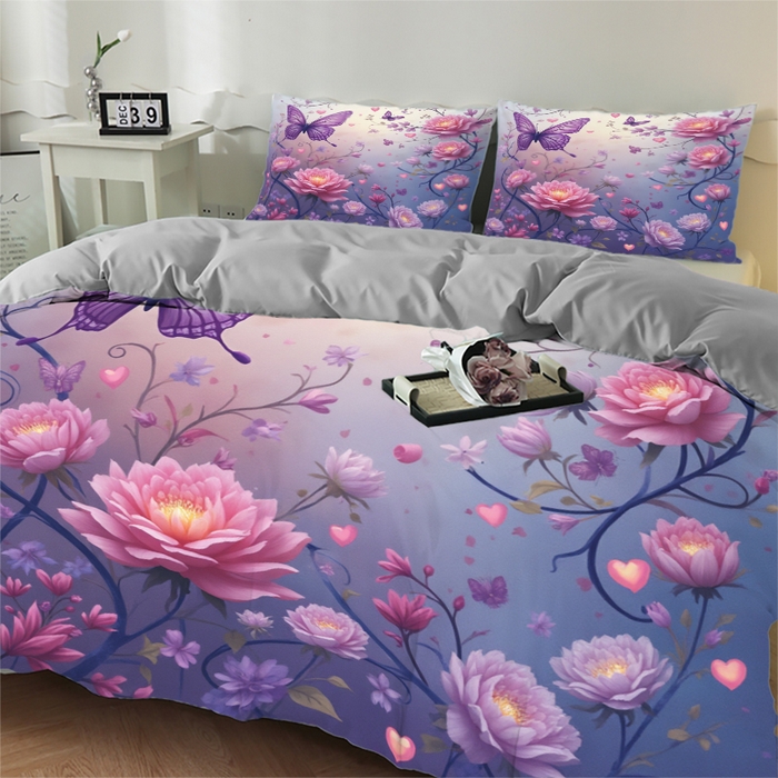 91家纺网 家纺一手货源 找家纺 合纵跨境工厂 2025新款一件定制跨境磨毛单被套被套三件套希音集采亚马逊速卖通24小时内发货-花卉主题三被套三件套 1XAH58293004