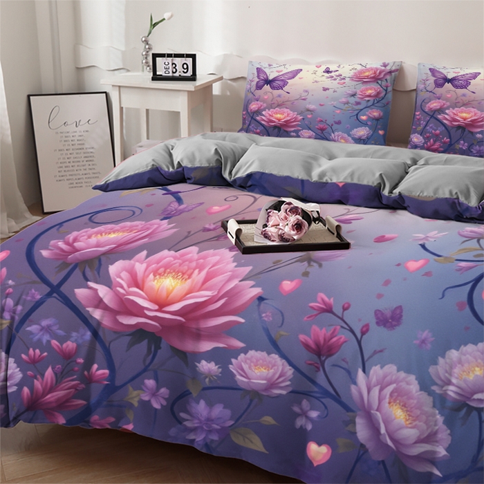 91家纺网 家纺一手货源 找家纺 合纵跨境工厂 2025新款一件定制跨境磨毛单被套被套三件套希音集采亚马逊速卖通24小时内发货-花卉主题三被套三件套 1XAH58293004