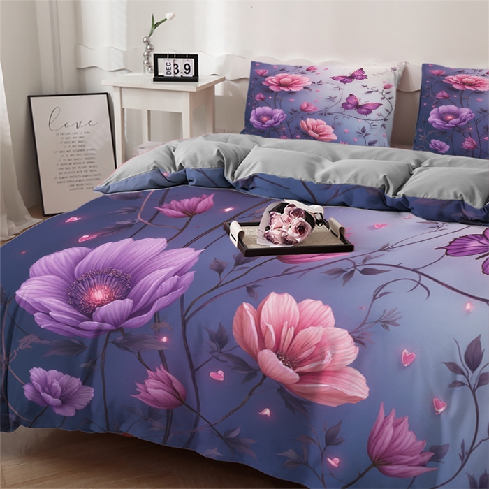 91家纺网 家纺一手货源 找家纺 合纵跨境工厂 2025新款一件定制跨境磨毛单被套被套三件套希音集采亚马逊速卖通24小时内发货-花卉主题三被套三件套 1XAH58293006