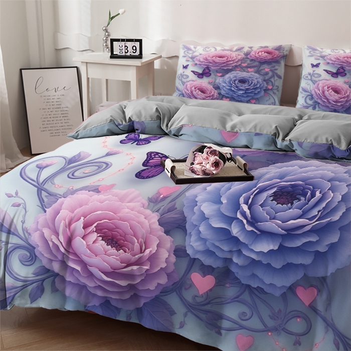 91家纺网 家纺一手货源 找家纺 合纵跨境工厂 2025新款一件定制跨境磨毛单被套被套三件套希音集采亚马逊速卖通24小时内发货-花卉主题三被套三件套 1XAH58293007