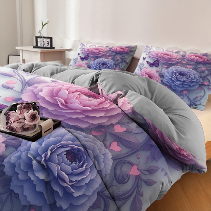 91家纺网 家纺一手货源 找家纺 合纵跨境工厂 2025新款一件定制跨境磨毛单被套被套三件套希音集采亚马逊速卖通24小时内发货-花卉主题三被套三件套 1XAH58293007