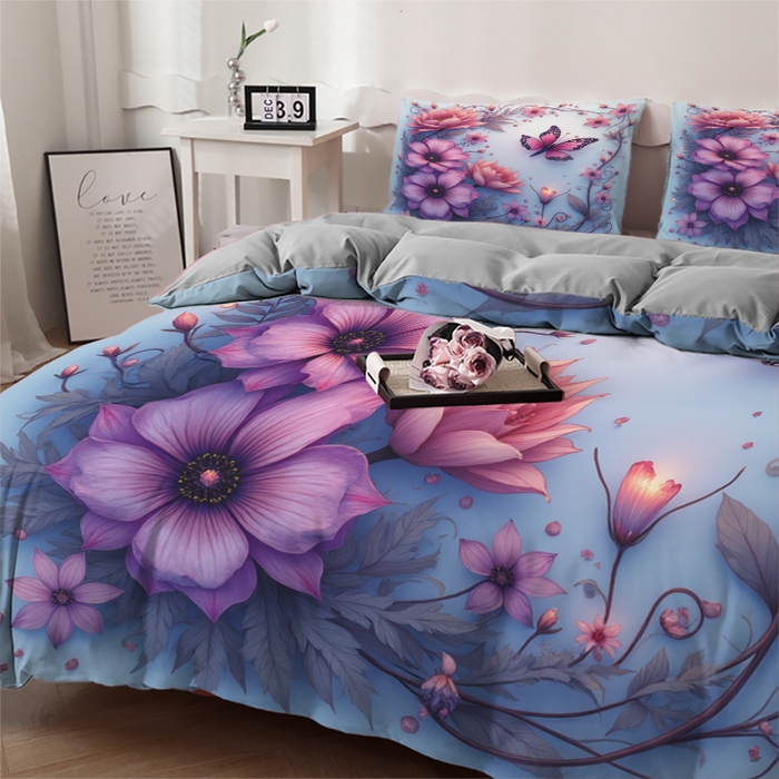 91家纺网 家纺一手货源 找家纺 合纵跨境工厂 2025新款一件定制跨境磨毛单被套被套三件套希音集采亚马逊速卖通24小时内发货-花卉主题三被套三件套 1XAH58293008