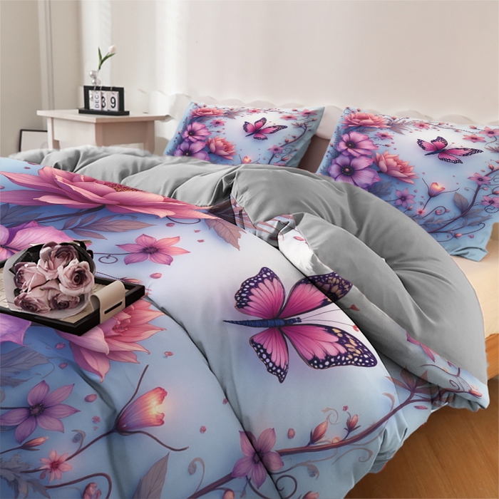 91家纺网 家纺一手货源 找家纺 合纵跨境工厂 2025新款一件定制跨境磨毛单被套被套三件套希音集采亚马逊速卖通24小时内发货-花卉主题三被套三件套 1XAH58293008