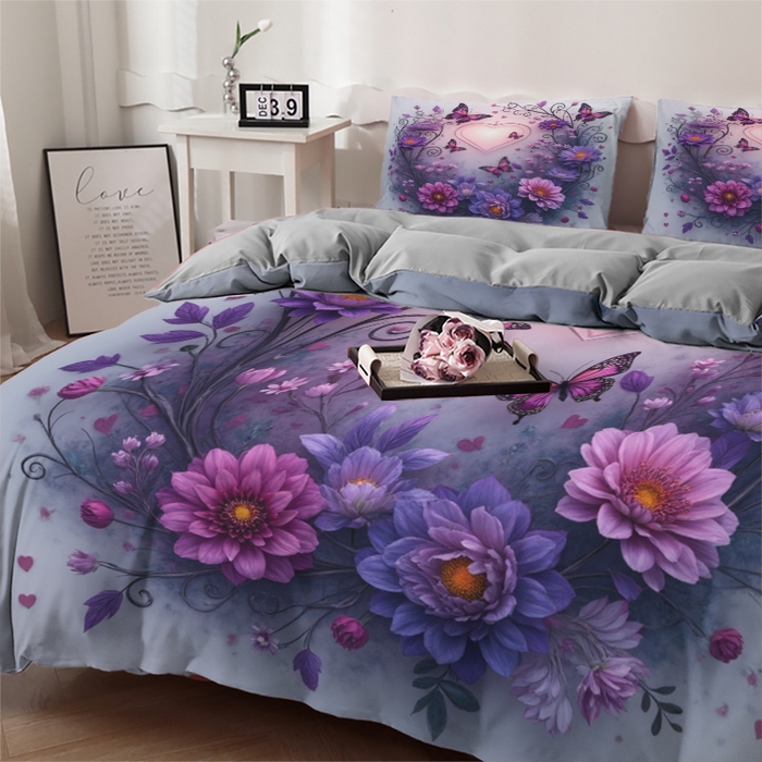 91家纺网 家纺一手货源 找家纺 合纵跨境工厂 2025新款一件定制跨境磨毛单被套被套三件套希音集采亚马逊速卖通24小时内发货-花卉主题三被套三件套 1XAH58293009