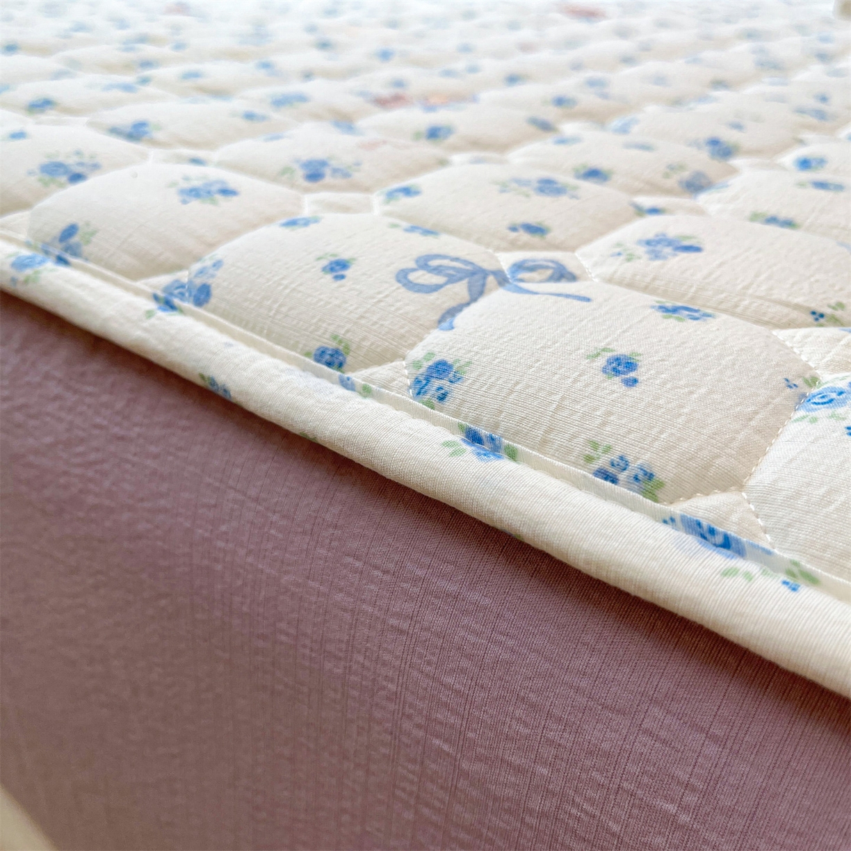 91家纺网 家纺一手货源 找家纺 布卢姆床垫 2025新款A类皱皱纱印花夹棉床笠 快乐家族