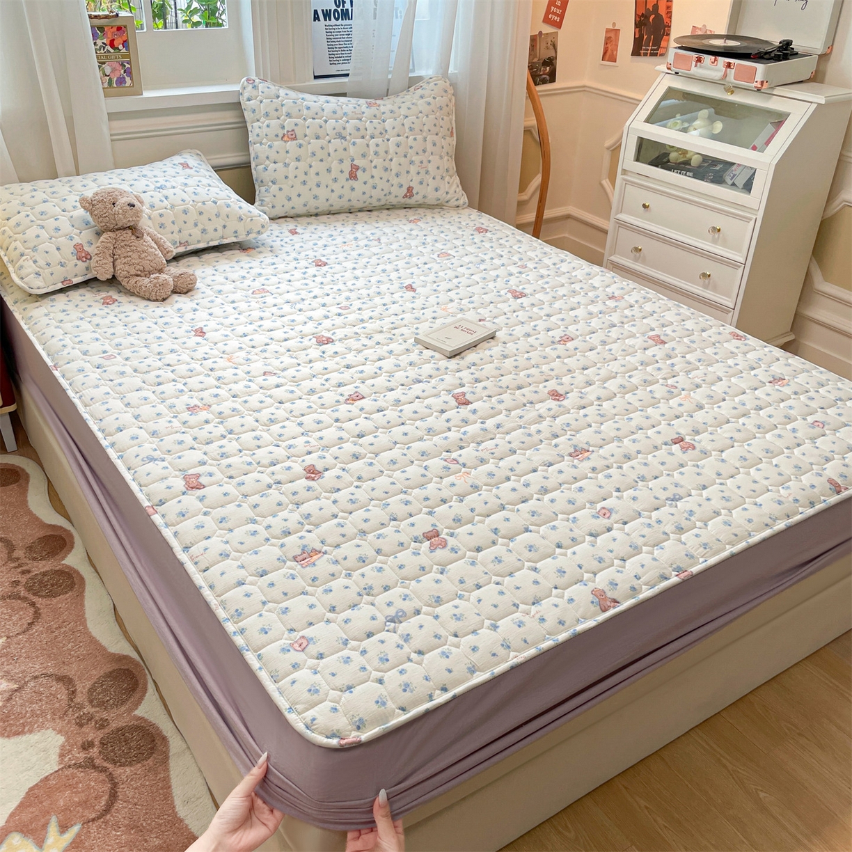 布卢姆床垫 2025新款A类皱皱纱印花夹棉床笠 快乐家族