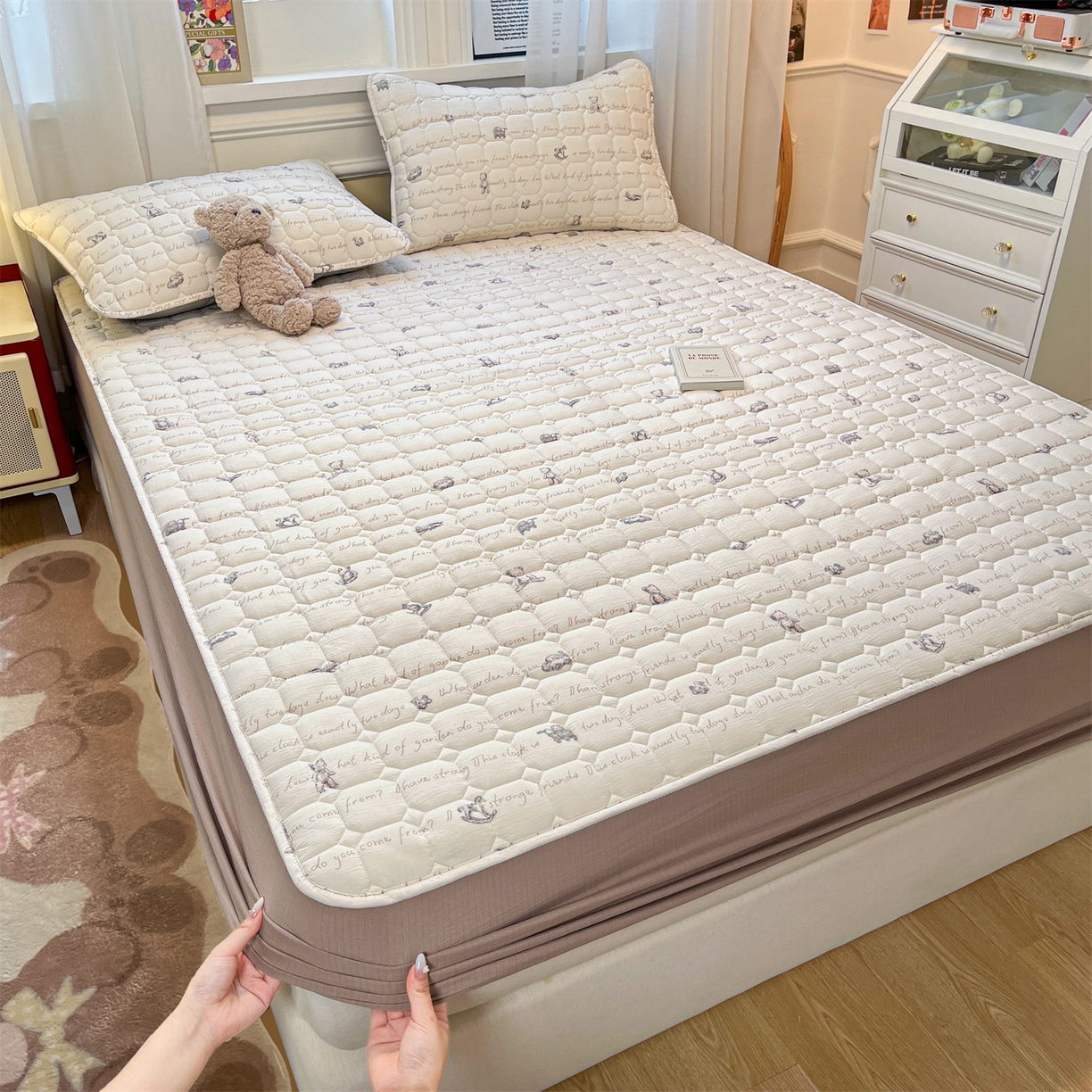 布卢姆床垫 2025新款A类皱皱纱印花夹棉床笠 极简主义