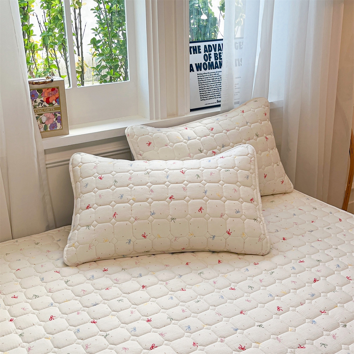 91家纺网 家纺一手货源 找家纺 布卢姆床垫 2025新款A类皱皱纱印花夹棉床笠 仙女多巴胺