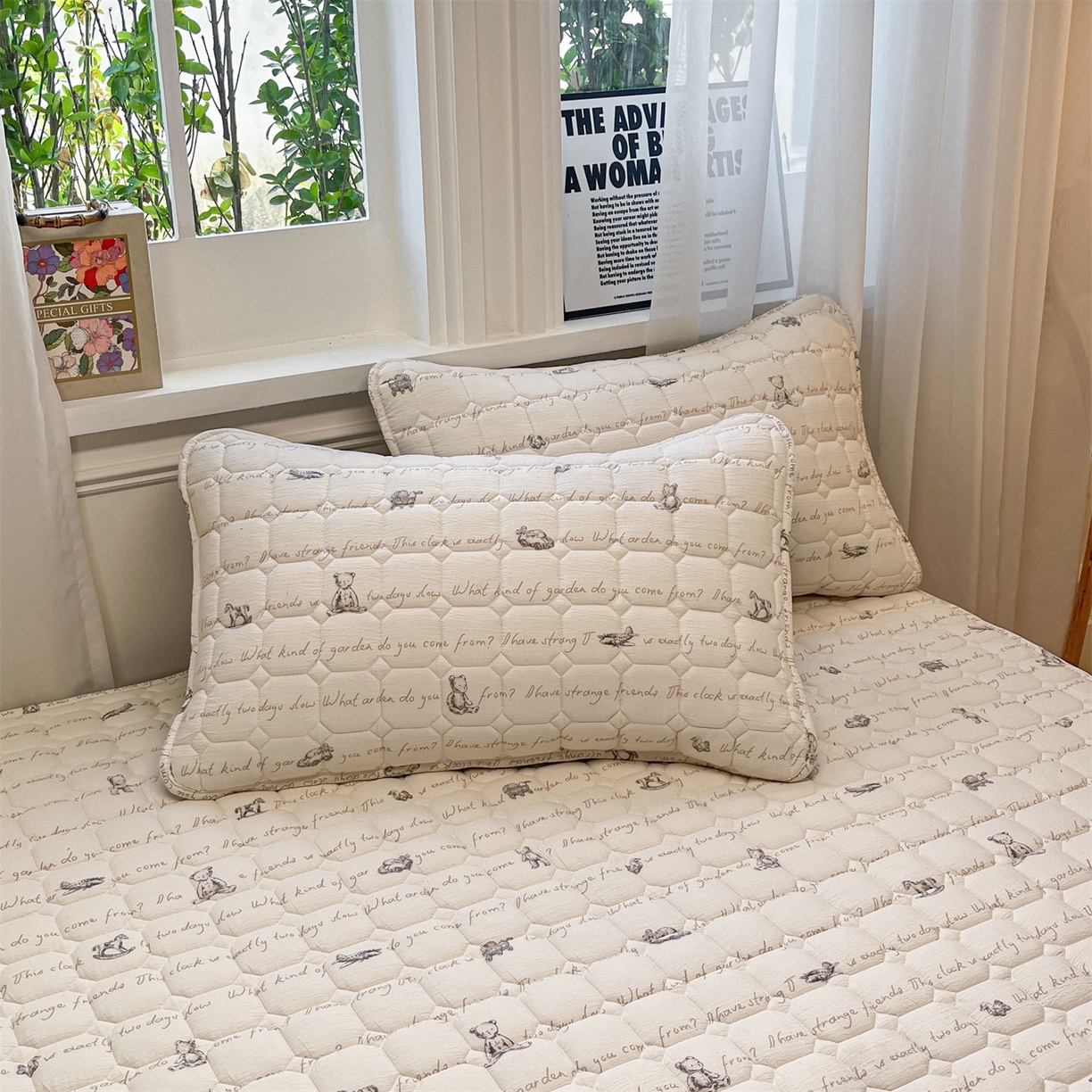 91家纺网 家纺一手货源 找家纺 布卢姆床垫 2025新款A类皱皱纱印花夹棉床笠 极简主义