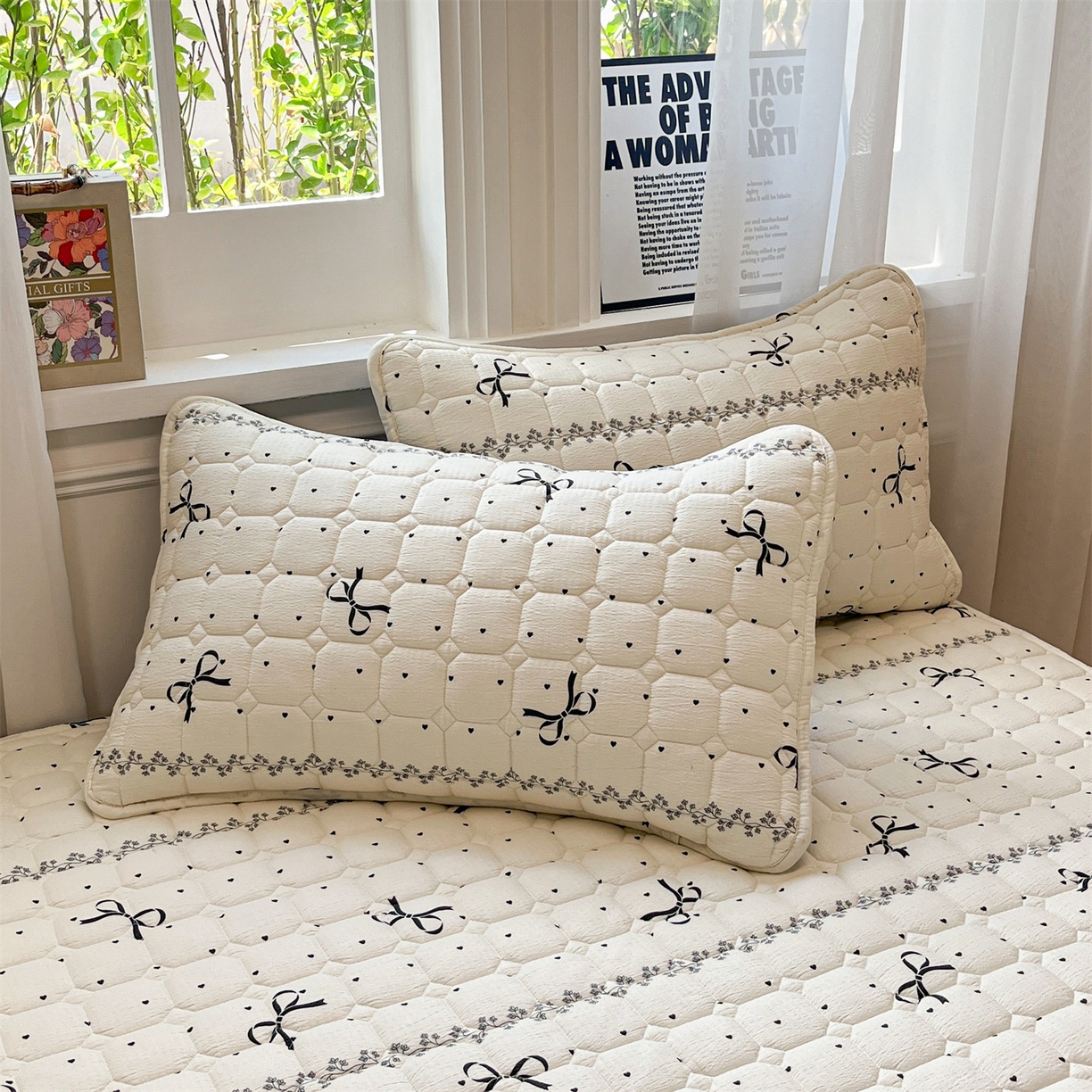 91家纺网 家纺一手货源 找家纺 布卢姆床垫 2025新款A类皱皱纱印花夹棉床笠 蝴蝶可颂