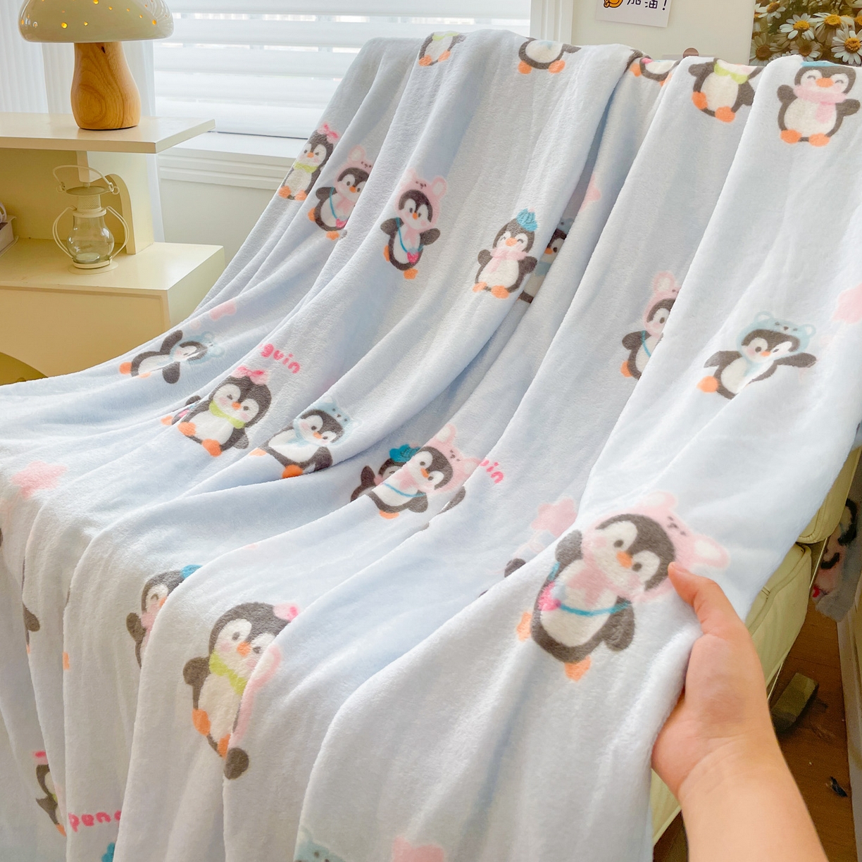 91家纺网 家纺一手货源 找家纺 Mata蔓塔家 2025新款四季款双面印花牛奶绒午休毯毛毯毯子空调毯 QQ企鹅