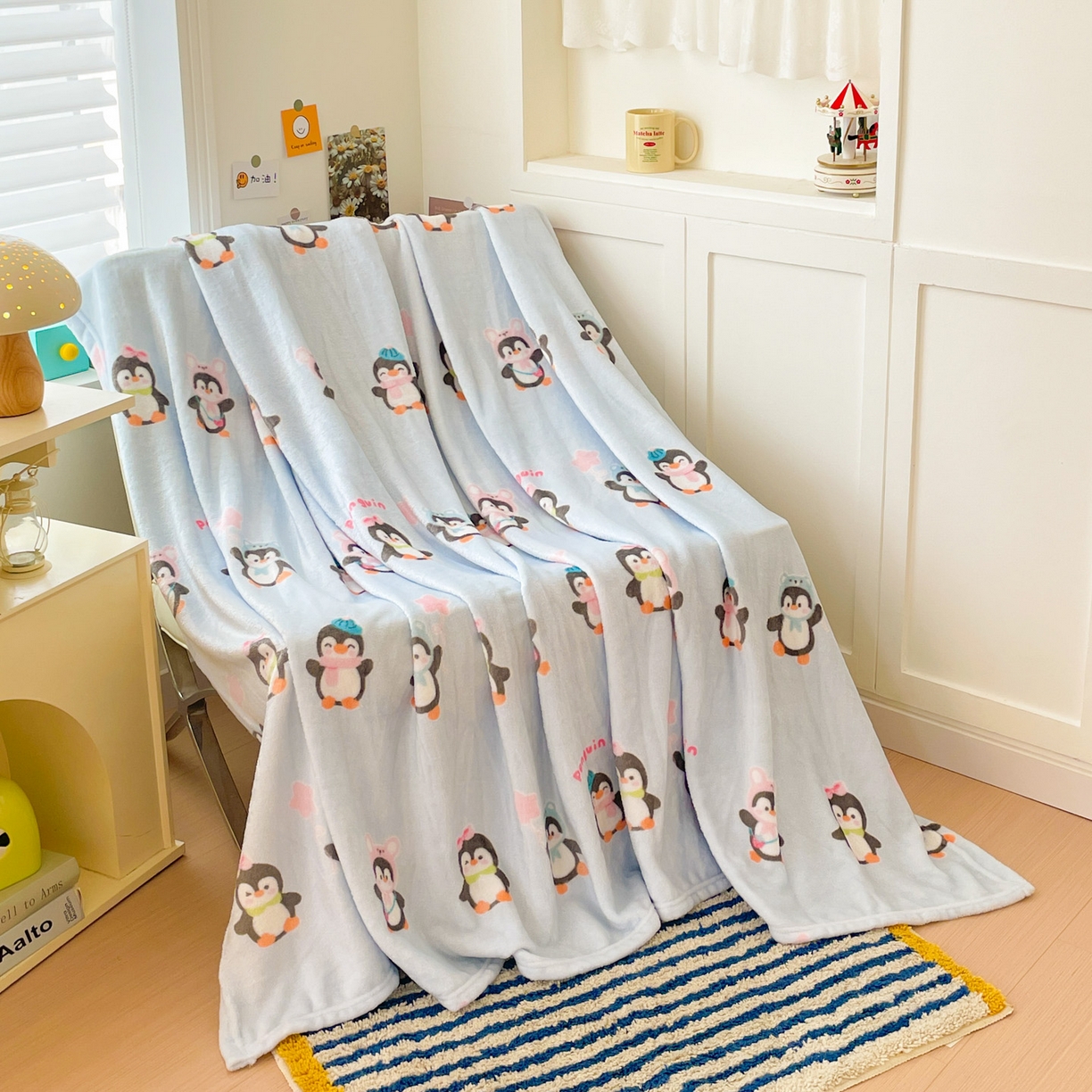 91家纺网 家纺一手货源 找家纺 Mata蔓塔家 2025新款四季款双面印花牛奶绒午休毯毛毯毯子空调毯 QQ企鹅