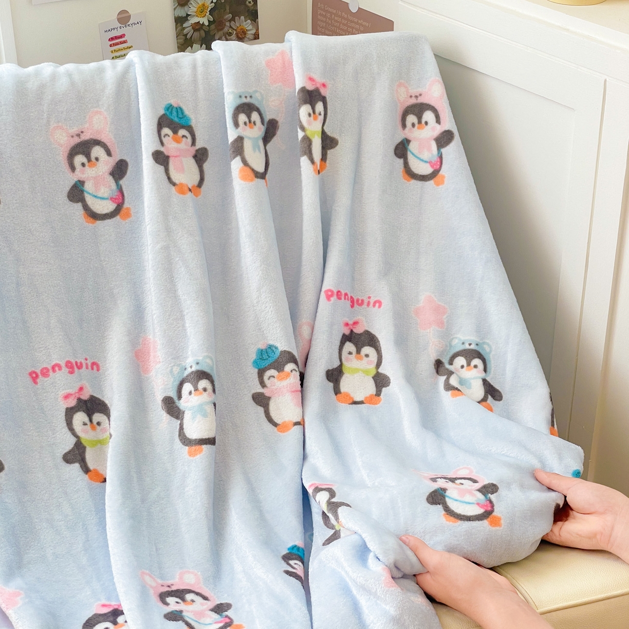 91家纺网 家纺一手货源 找家纺 Mata蔓塔家 2025新款四季款双面印花牛奶绒午休毯毛毯毯子空调毯 QQ企鹅