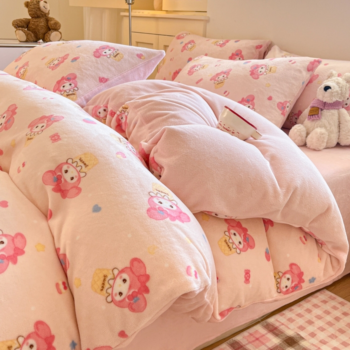 91家纺网 家纺一手货源 找家纺 贝扬思家纺 2025新款软fufu加厚保暖可爱系简约牛奶绒套件系列（小红书推荐）（提供买家秀） 小美甜品屋