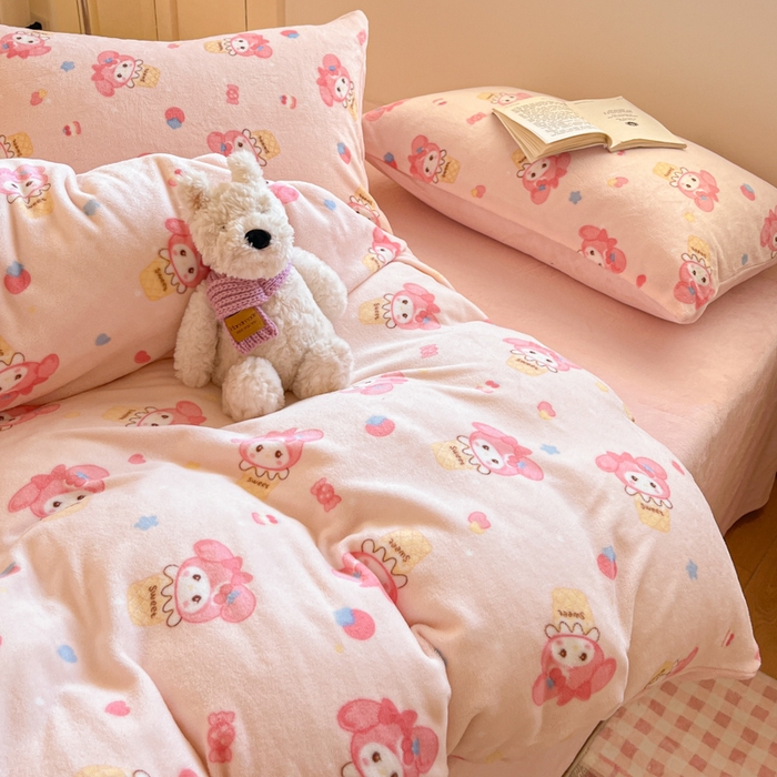 91家纺网 家纺一手货源 找家纺 贝扬思家纺 2025新款软fufu加厚保暖可爱系简约牛奶绒套件系列（小红书推荐）（提供买家秀） 小美甜品屋