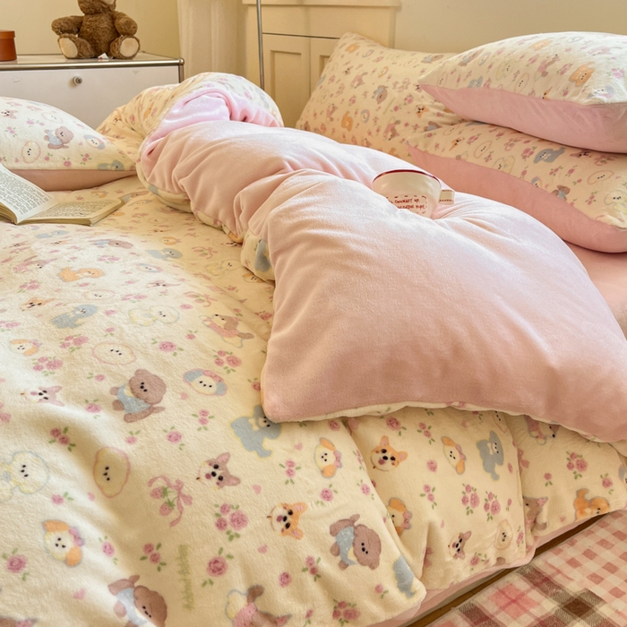 91家纺网 家纺一手货源 找家纺 贝扬思家纺 2025新款软fufu加厚保暖可爱系简约牛奶绒套件系列（小红书推荐）（提供买家秀） 卖萌修狗