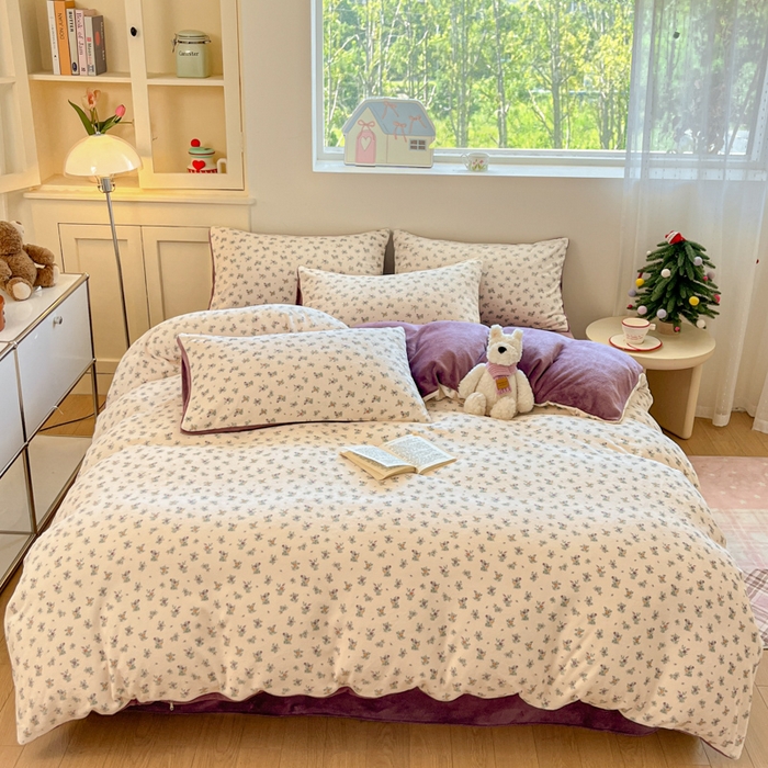 91家纺网 家纺一手货源 找家纺 贝扬思家纺 2025新款软fufu加厚保暖可爱系简约牛奶绒套件系列（小红书推荐）（提供买家秀） 繁花似梦