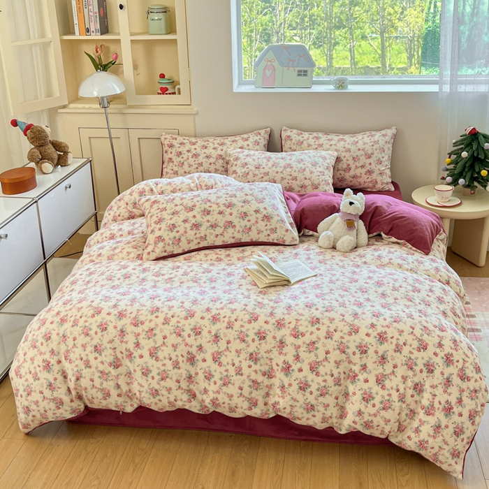 91家纺网 家纺一手货源 找家纺 贝扬思家纺 2025新款软fufu加厚保暖可爱系简约牛奶绒套件系列（小红书推荐）（提供买家秀） 疏影