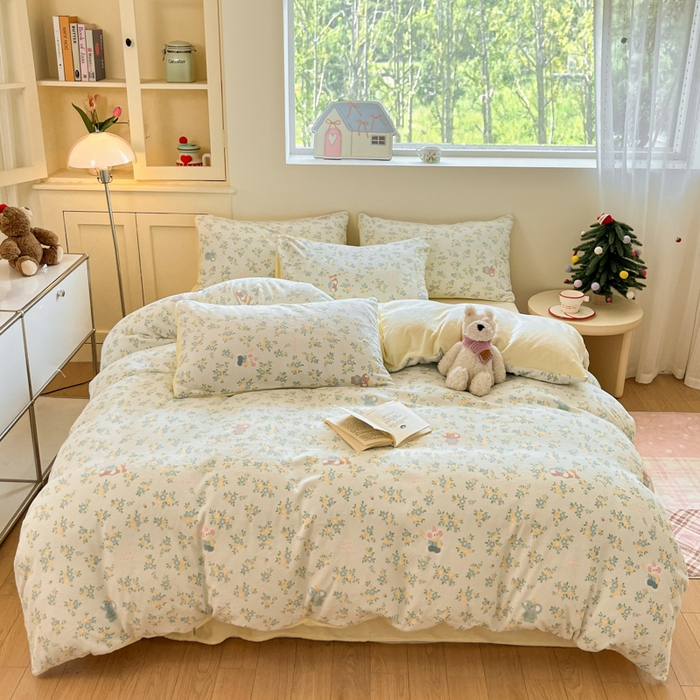 91家纺网 家纺一手货源 找家纺 贝扬思家纺 2025新款软fufu加厚保暖可爱系简约牛奶绒套件系列（小红书推荐）（提供买家秀） 茉莉小象