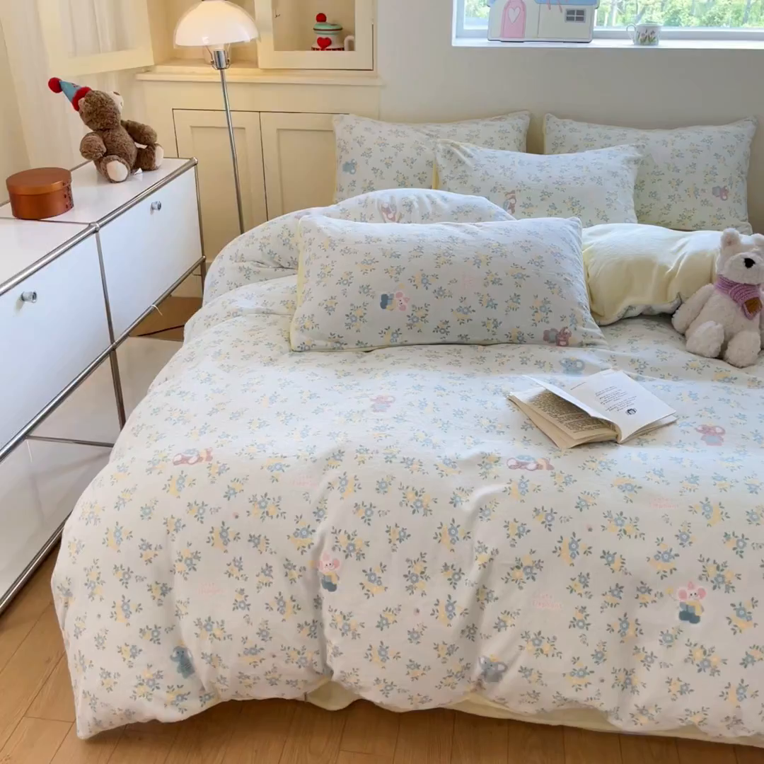 91家纺网 家纺一手货源 找家纺 贝扬思家纺 2025新款软fufu加厚保暖可爱系简约牛奶绒套件系列（小红书推荐）（提供买家秀） 茉莉小象