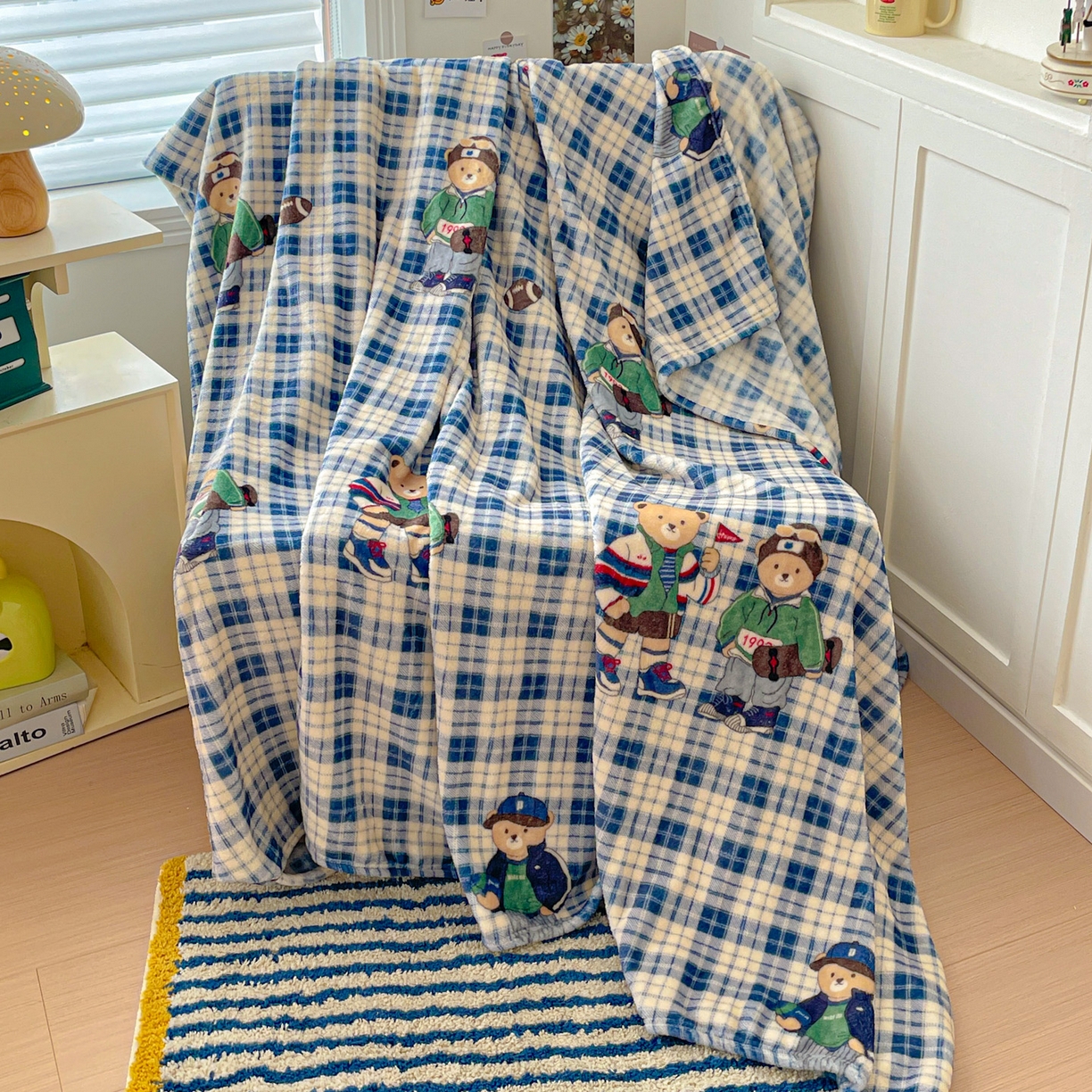 91家纺网 家纺一手货源 找家纺 Mata蔓塔家 2025新款四季款双面印花牛奶绒午休毯毛毯毯子空调毯 穿鞋的熊