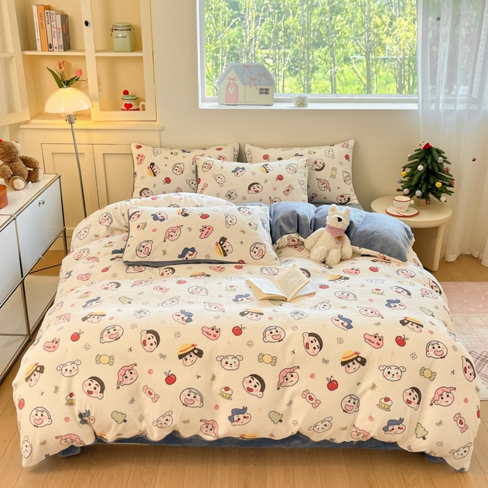 91家纺网 家纺一手货源 找家纺 贝扬思家纺 2025新款软fufu加厚保暖可爱系简约牛奶绒套件系列（小红书推荐）（提供买家秀） 小小新