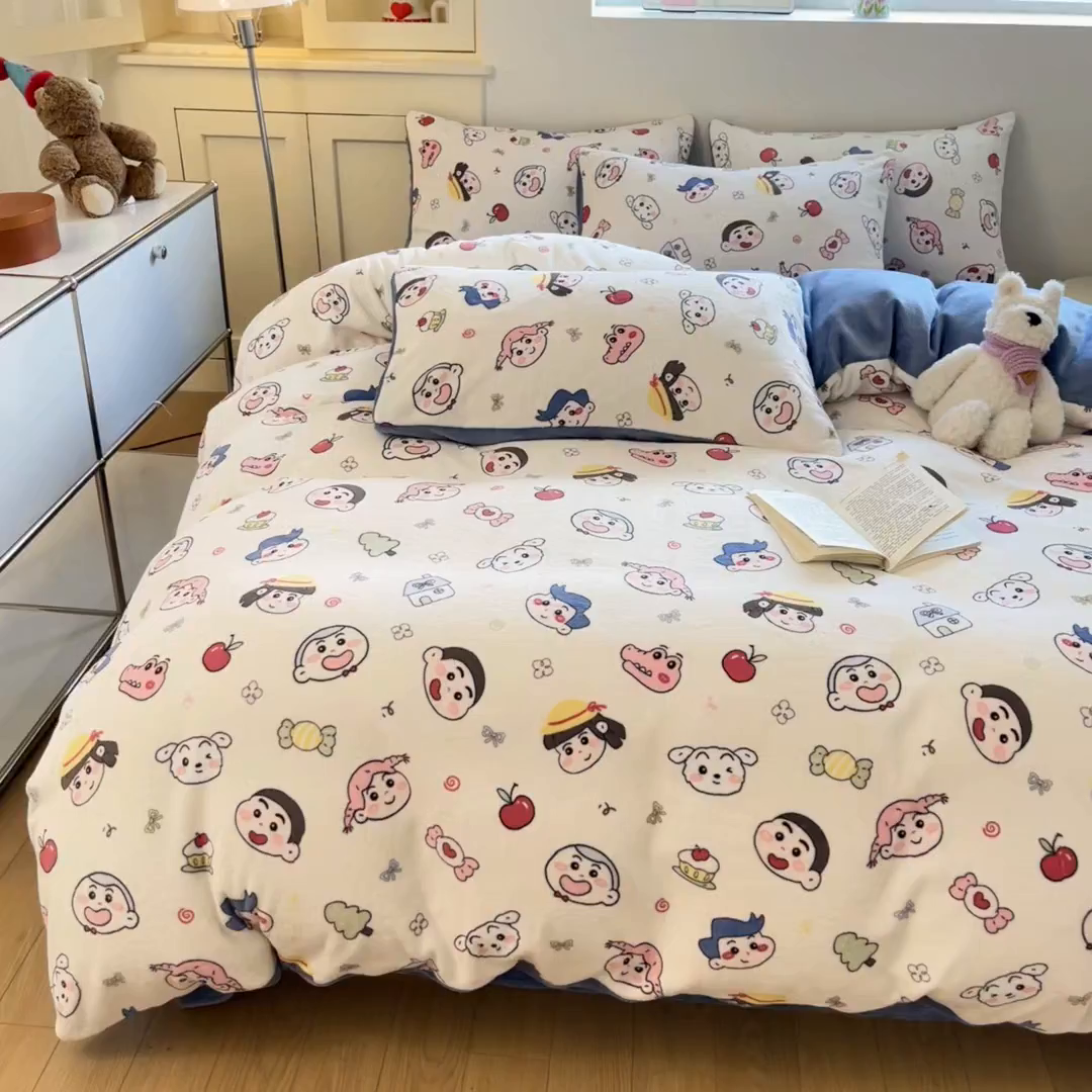 91家纺网 家纺一手货源 找家纺 贝扬思家纺 2025新款软fufu加厚保暖可爱系简约牛奶绒套件系列（小红书推荐）（提供买家秀） 小小新