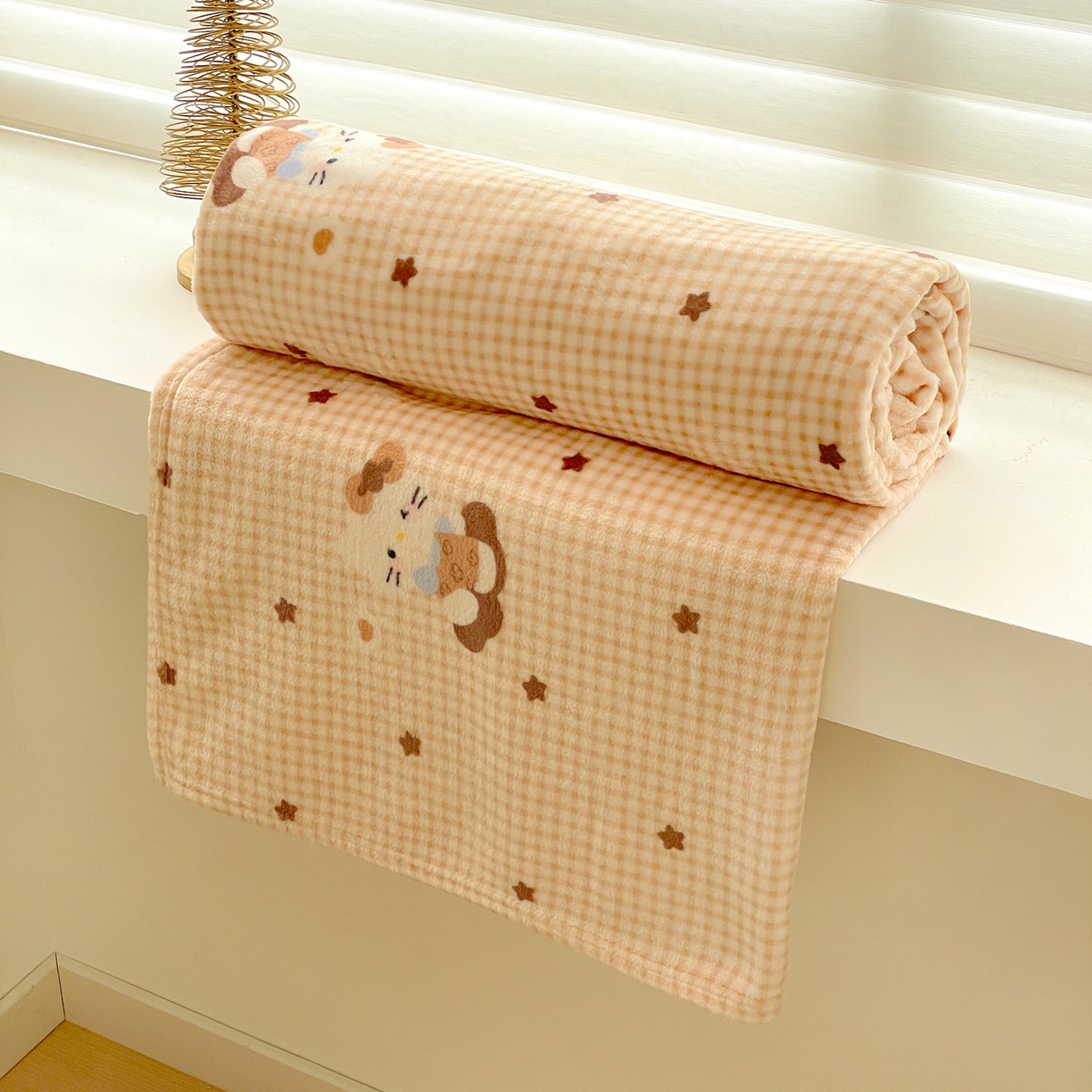 91家纺网 家纺一手货源 找家纺 Mata蔓塔家 2025新款四季款双面印花牛奶绒午休毯毛毯毯子空调毯 咖星小猫