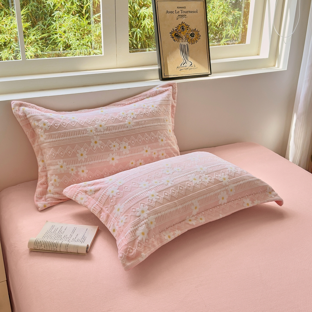 91家纺网 家纺一手货源 找家纺 娜娜 2025新款高克重牛奶绒百花齐放系列四件套 百花齐放-嫩粉