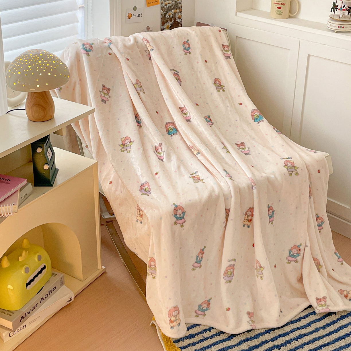 91家纺网 家纺一手货源 找家纺 Mata蔓塔家 2025新款四季款双面印花牛奶绒午休毯毛毯毯子空调毯 萌萌女孩