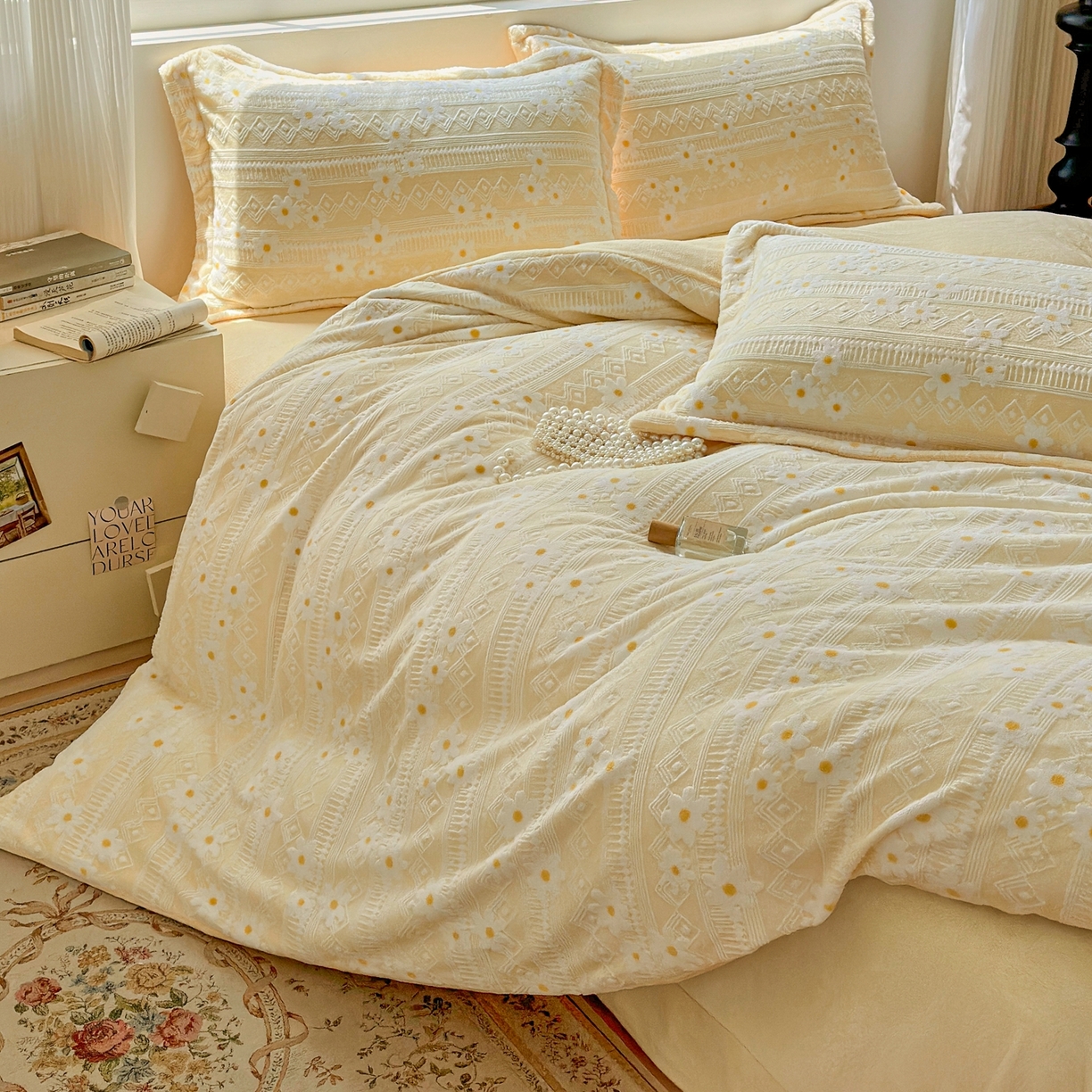 91家纺网 家纺一手货源 找家纺 （总）娜娜 2025新款高克重牛奶绒百花齐放系列单品被套