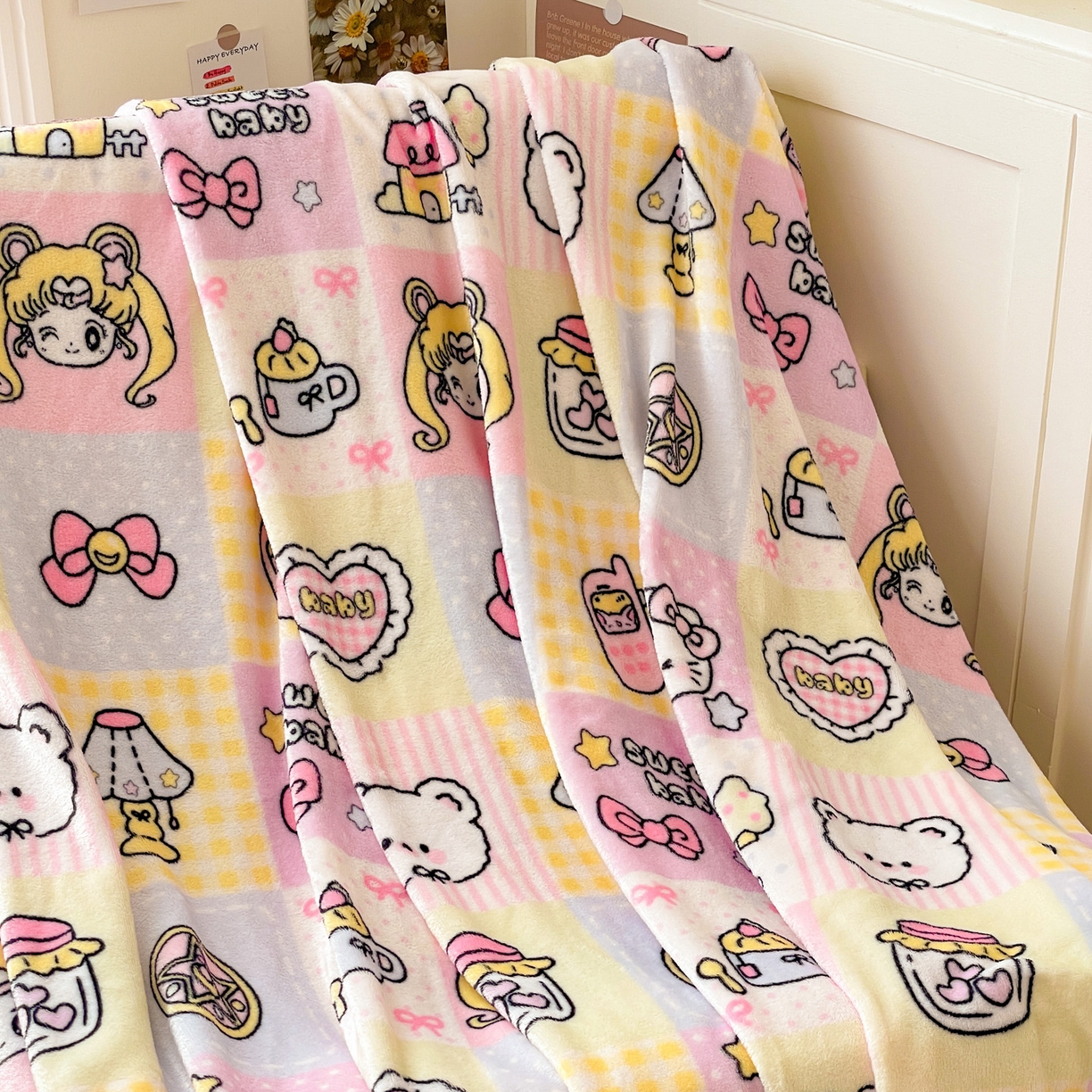 91家纺网 家纺一手货源 找家纺 Mata蔓塔家 2025新款四季款双面印花牛奶绒午休毯毛毯毯子空调毯 少女战士