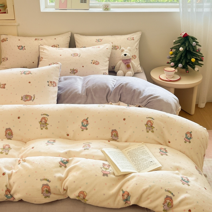 贝扬思家纺 2025新款软fufu加厚保暖可爱系简约牛奶绒套件系列（小红书推荐）（提供买家秀） 奶糖少女