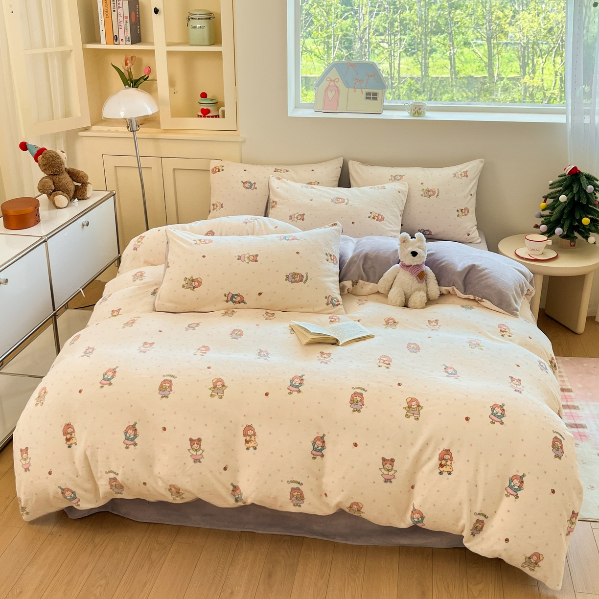 91家纺网 家纺一手货源 找家纺 贝扬思家纺 2025新款软fufu加厚保暖可爱系简约牛奶绒套件系列（小红书推荐）（提供买家秀） 奶糖少女