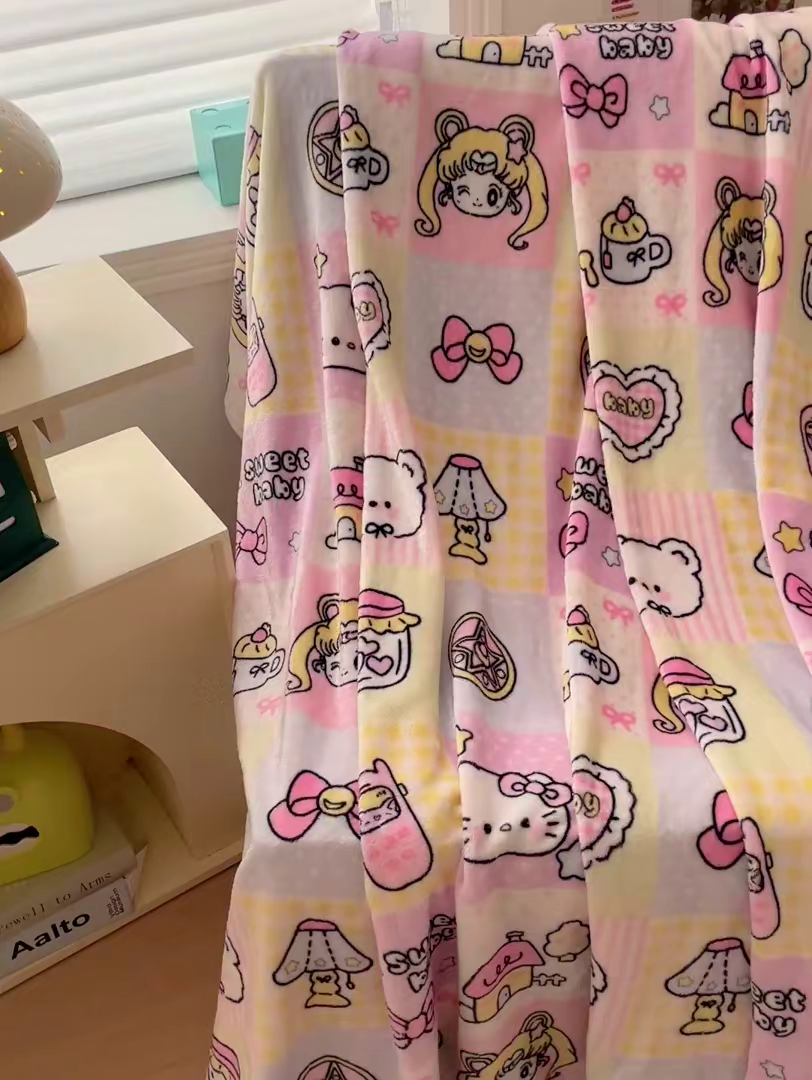 91家纺网 家纺一手货源 找家纺 Mata蔓塔家 2025新款四季款双面印花牛奶绒午休毯毛毯毯子空调毯 少女战士