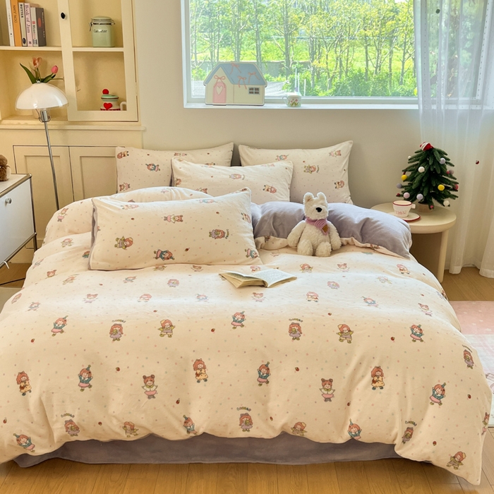 91家纺网 家纺一手货源 找家纺 贝扬思家纺 2025新款软fufu加厚保暖可爱系简约牛奶绒套件系列（小红书推荐）（提供买家秀） 奶糖少女