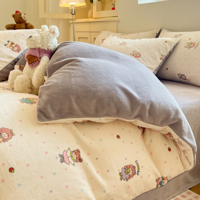 91家纺网 家纺一手货源 找家纺 贝扬思家纺 2025新款软fufu加厚保暖可爱系简约牛奶绒套件系列（小红书推荐）（提供买家秀） 奶糖少女