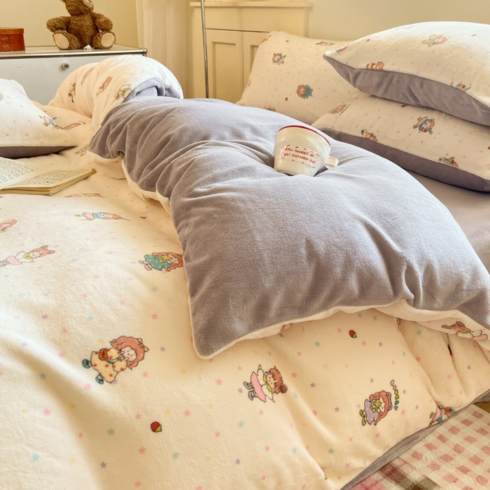 91家纺网 家纺一手货源 找家纺 贝扬思家纺 2025新款软fufu加厚保暖可爱系简约牛奶绒套件系列（小红书推荐）（提供买家秀） 奶糖少女