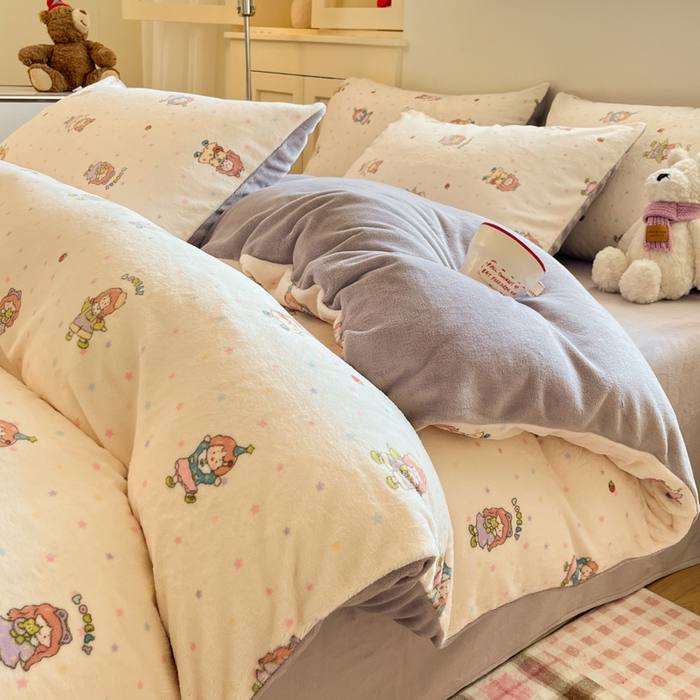 91家纺网 家纺一手货源 找家纺 贝扬思家纺 2025新款软fufu加厚保暖可爱系简约牛奶绒套件系列（小红书推荐）（提供买家秀） 奶糖少女