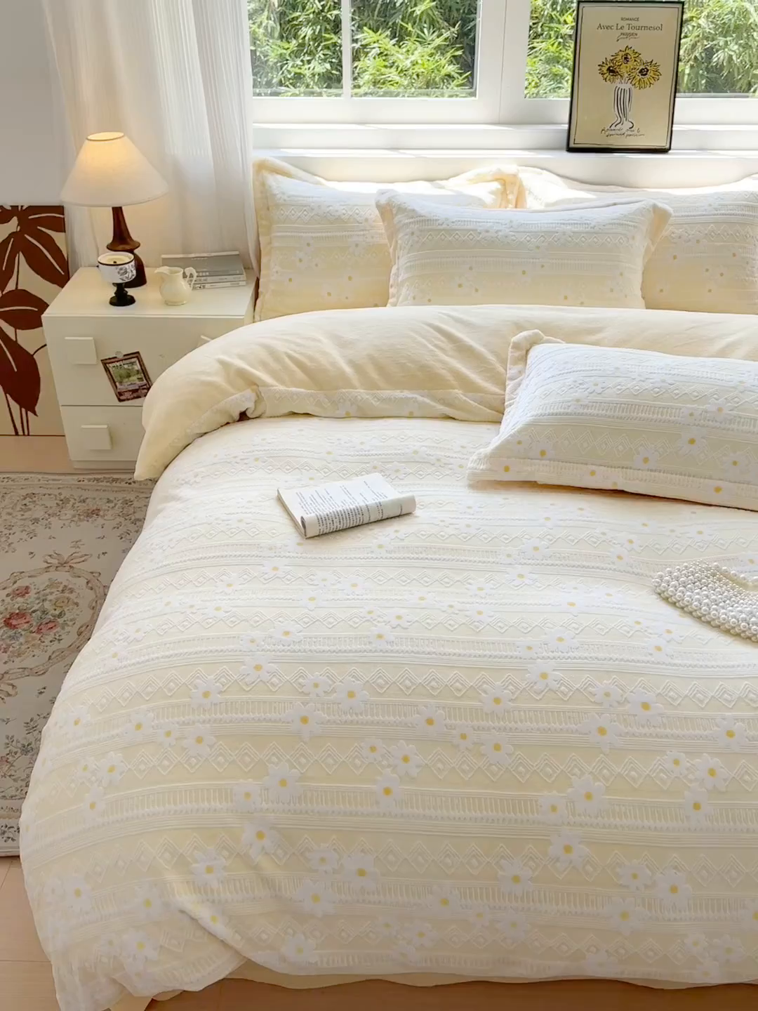 91家纺网 家纺一手货源 找家纺 娜娜 2025新款高克重牛奶绒百花齐放系列单品被套 百花齐放-奶昔黄