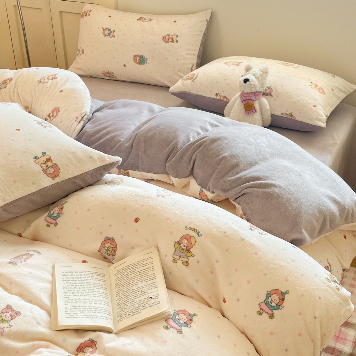 91家纺网 家纺一手货源 找家纺 贝扬思家纺 2025新款软fufu加厚保暖可爱系简约牛奶绒套件系列（小红书推荐）（提供买家秀） 奶糖少女