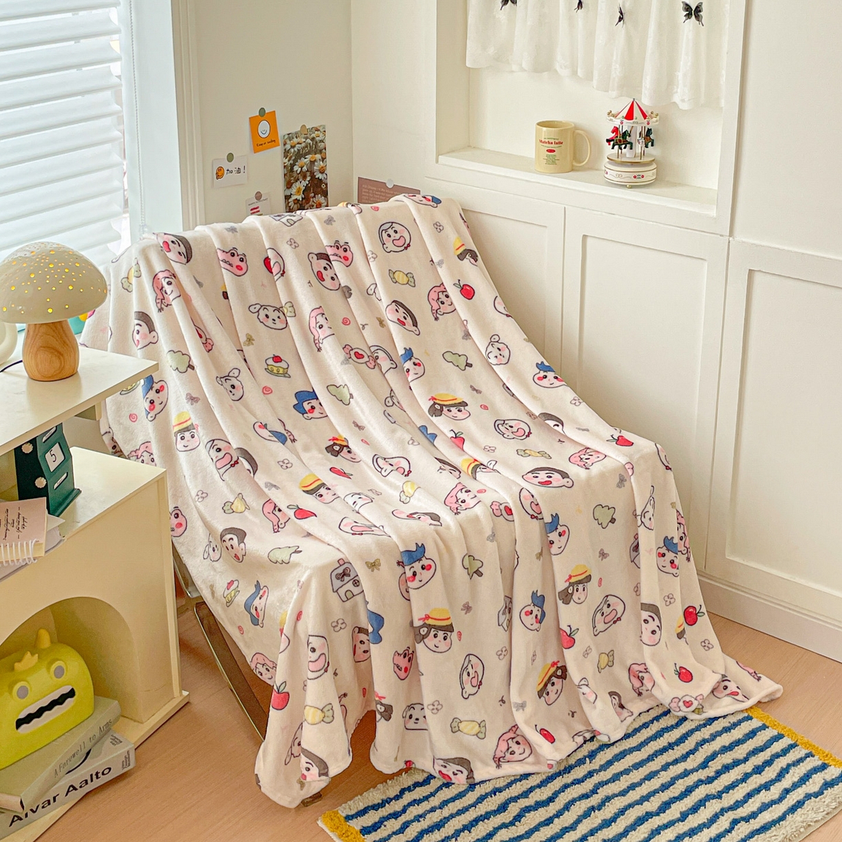 91家纺网 家纺一手货源 找家纺 Mata蔓塔家 2025新款四季款双面印花牛奶绒午休毯毛毯毯子空调毯 糖果蜡笔