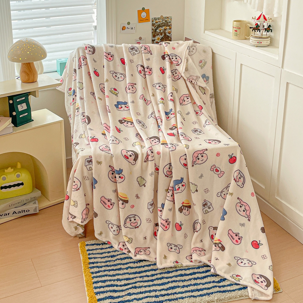 91家纺网 家纺一手货源 找家纺 Mata蔓塔家 2025新款四季款双面印花牛奶绒午休毯毛毯毯子空调毯 糖果蜡笔